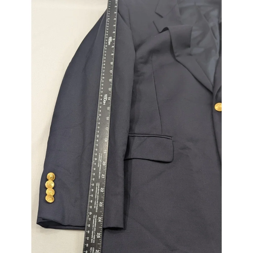 New No Tags Ralph Lauren Blazer Sports Coat Wool Navy Gold Button Jacket 42R 46